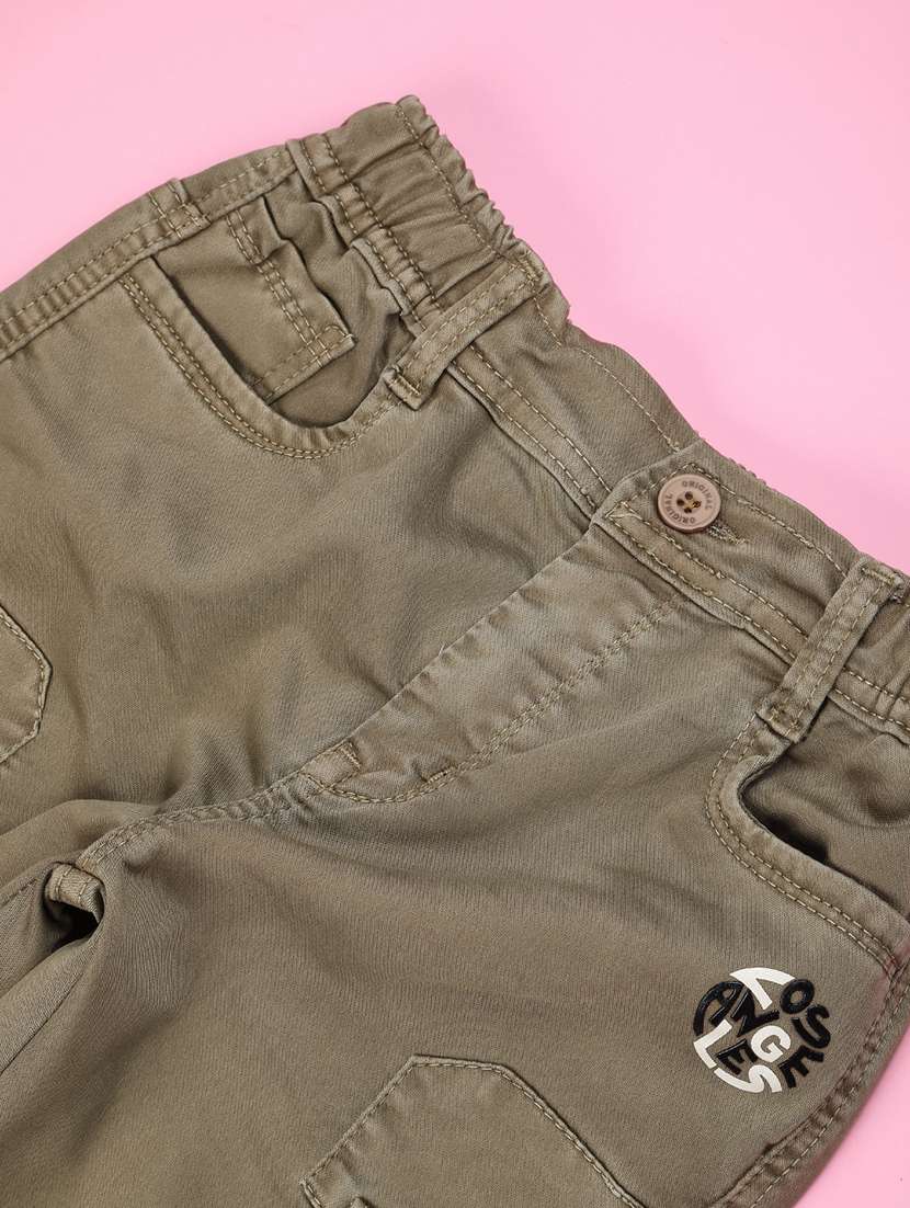 girls solid mid rise cargo - 22289912 -  Standard Image - 3