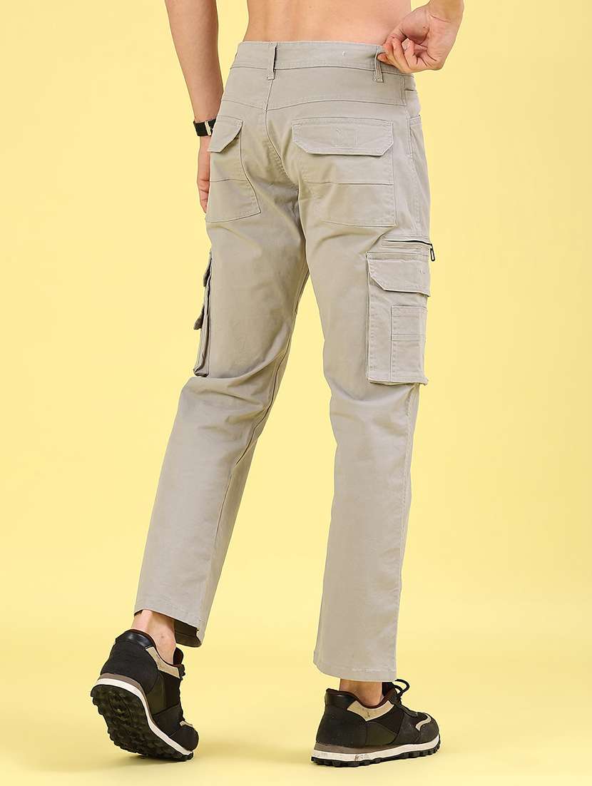 men solid mid rise regular fit cargo  - 22289969 -  Standard Image - 3
