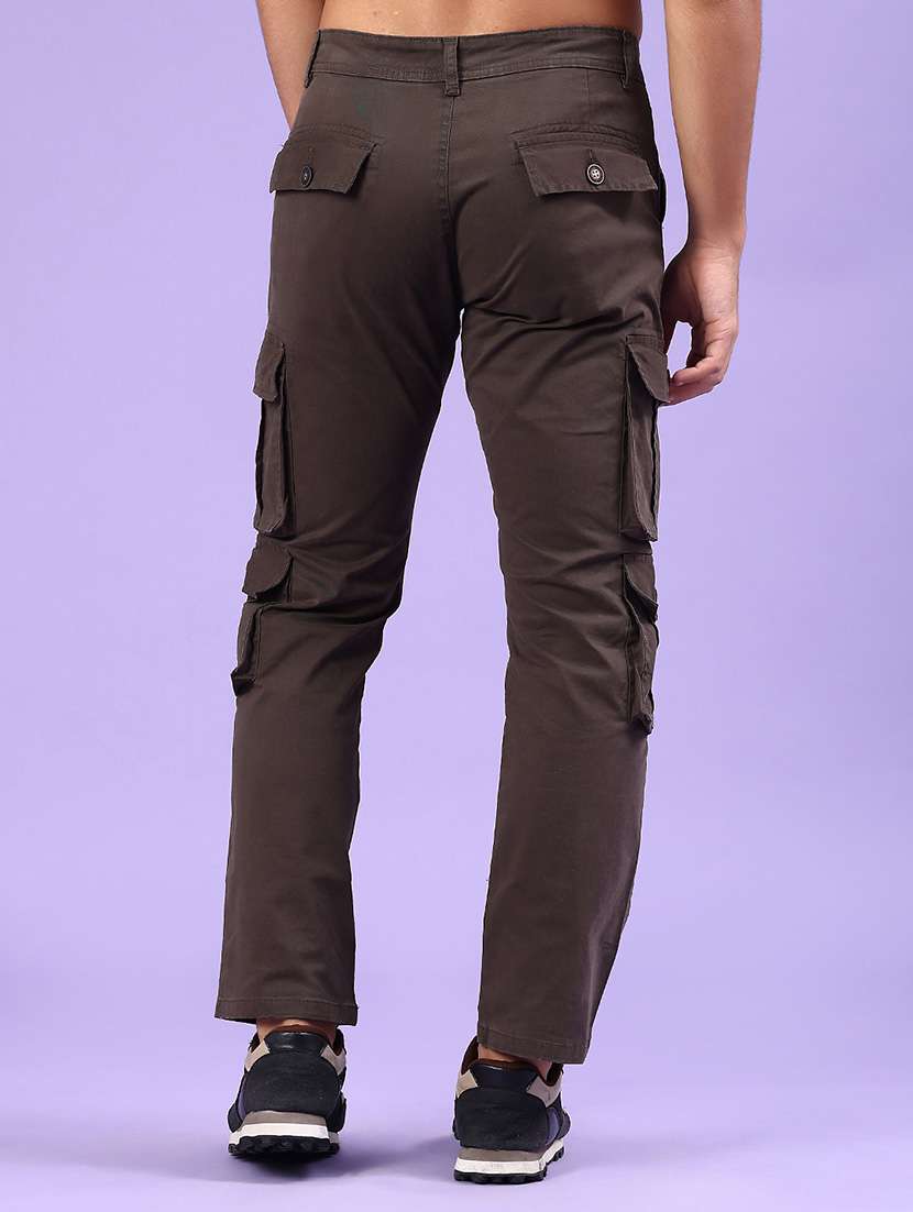 men solid mid rise regular fit cargo  - 22289970 -  Standard Image - 3