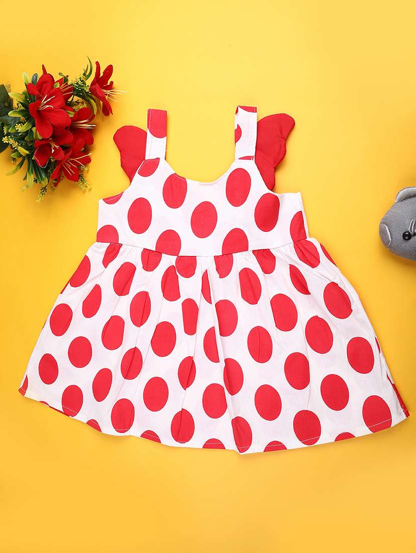girls polka dot u neck frock
