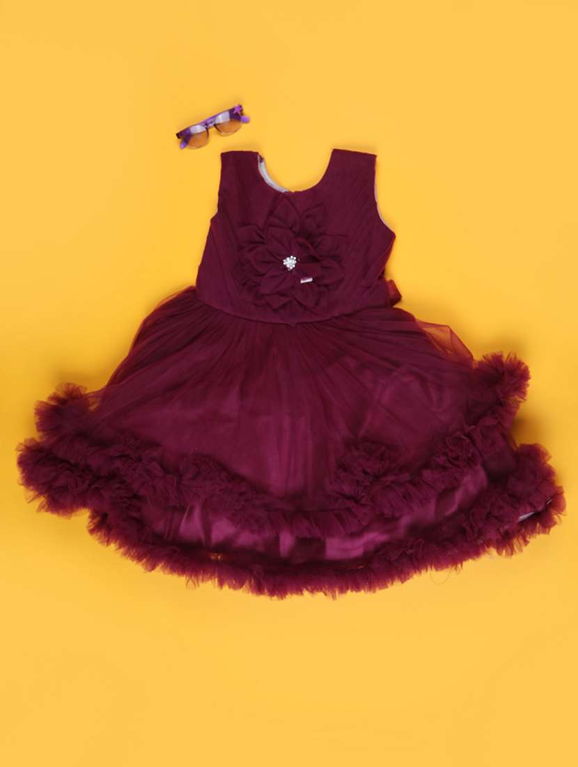 maroon cotton fit & flare dress