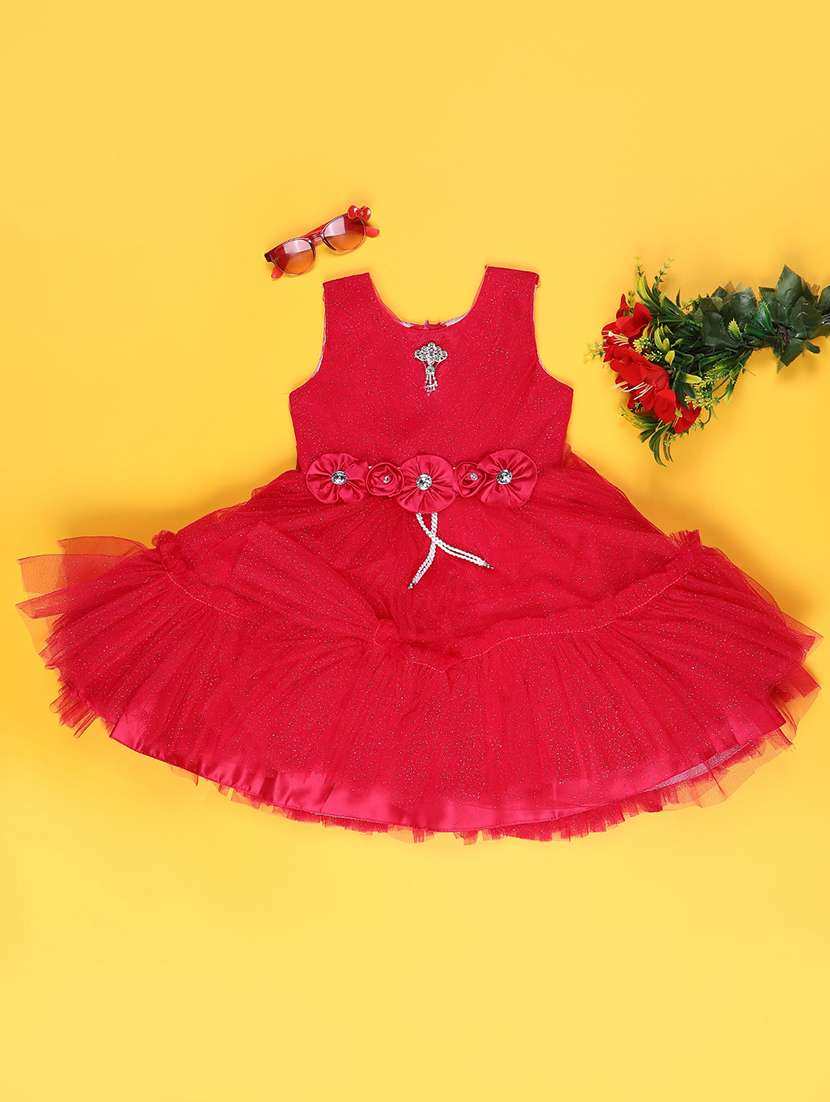 red cotton fit & flare dress