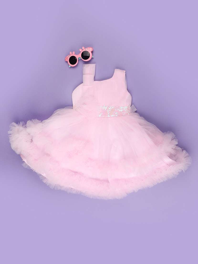 pink cotton fit & flare dress