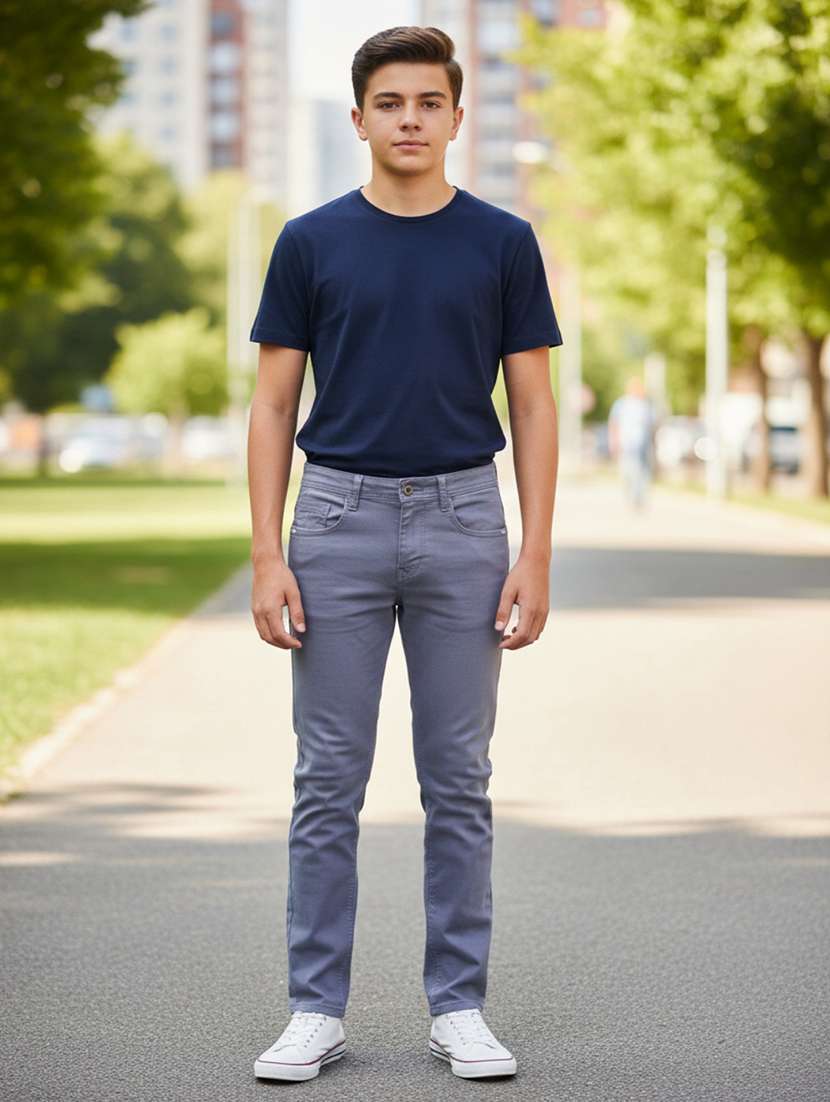 grey poly cotton plain jean