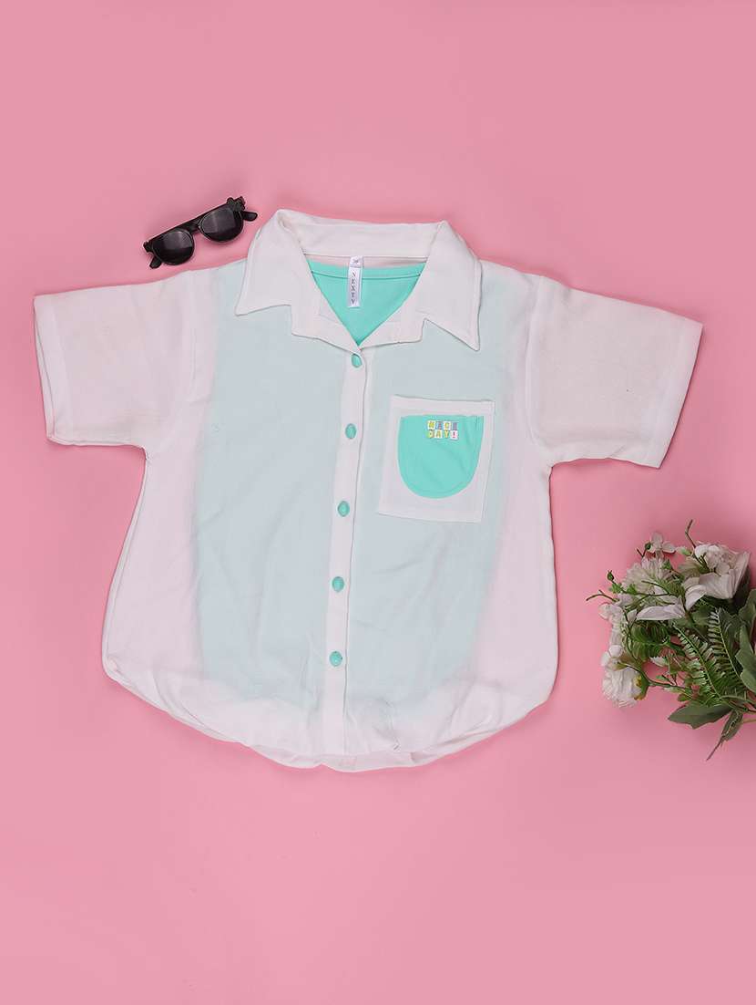 gilrs solid collared short sleeve shirts top