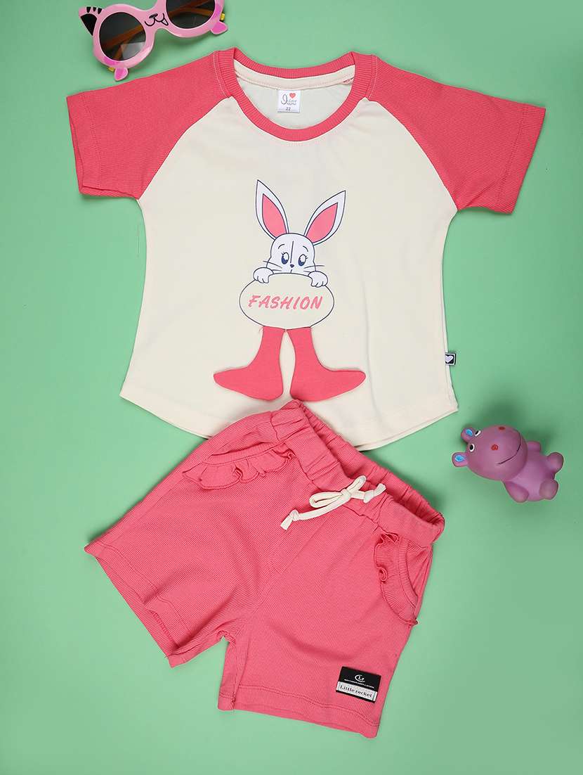 kids printed t-shirt and shorts set