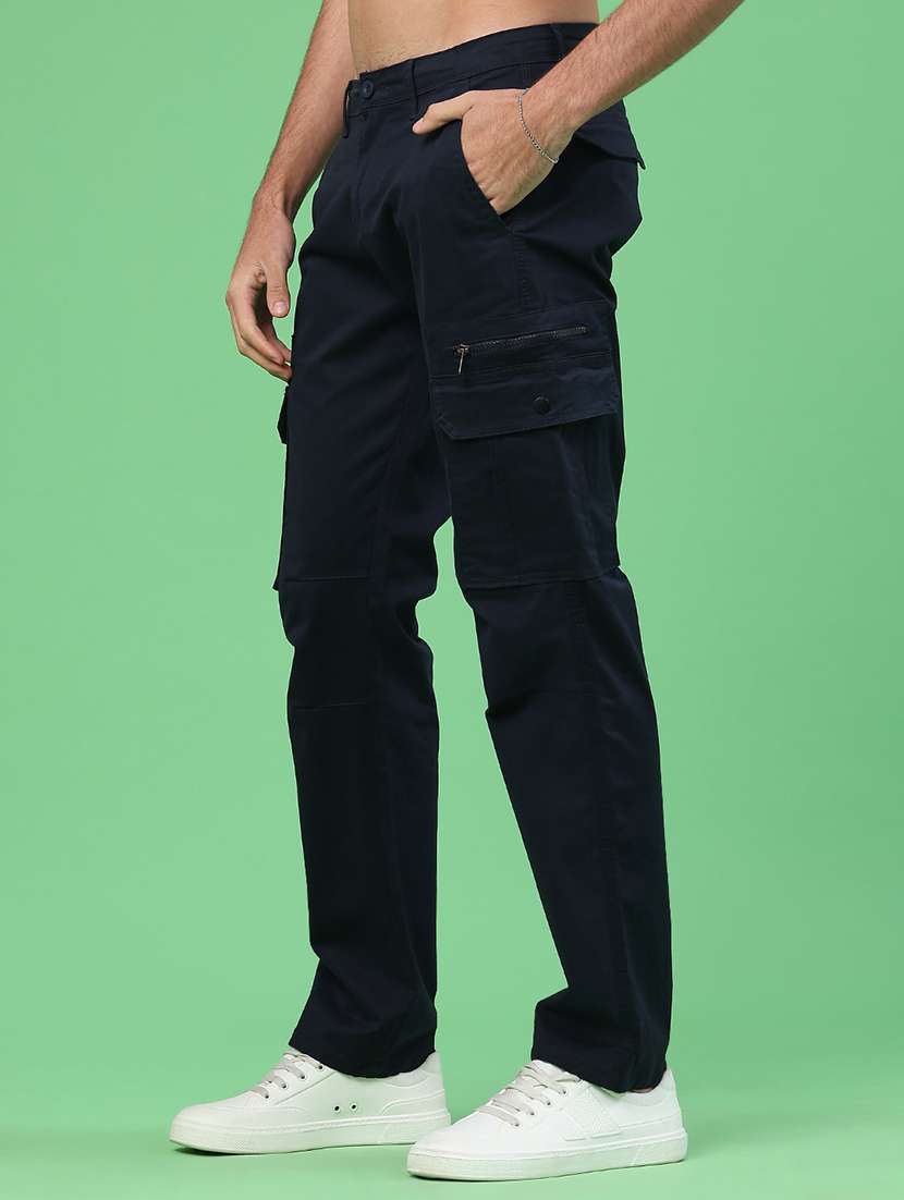 men solid mid rise regular fit cargo  - 22290164 -  Standard Image - 3