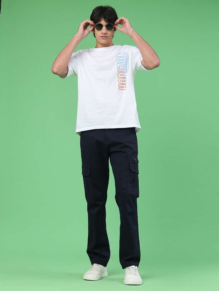 men solid mid rise regular fit cargo  - 22290164 -  Standard Image - 5