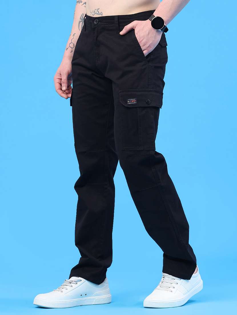 men solid mid rise regular fit cargo  - 22290166 -  Standard Image - 3