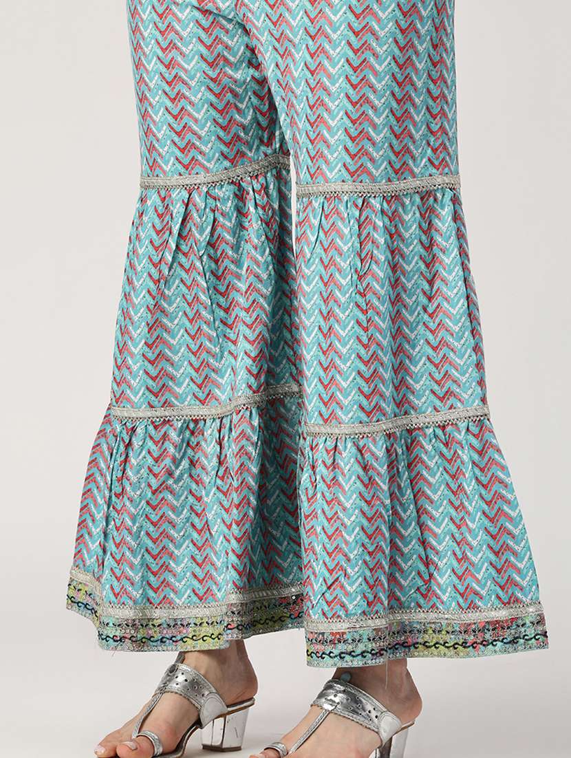 women blue kurta sharara set - 22290178 -  Standard Image - 5