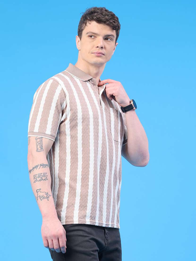 men striped short sleeve regular fit polo t-shirt - 22290349 -  Standard Image - 3