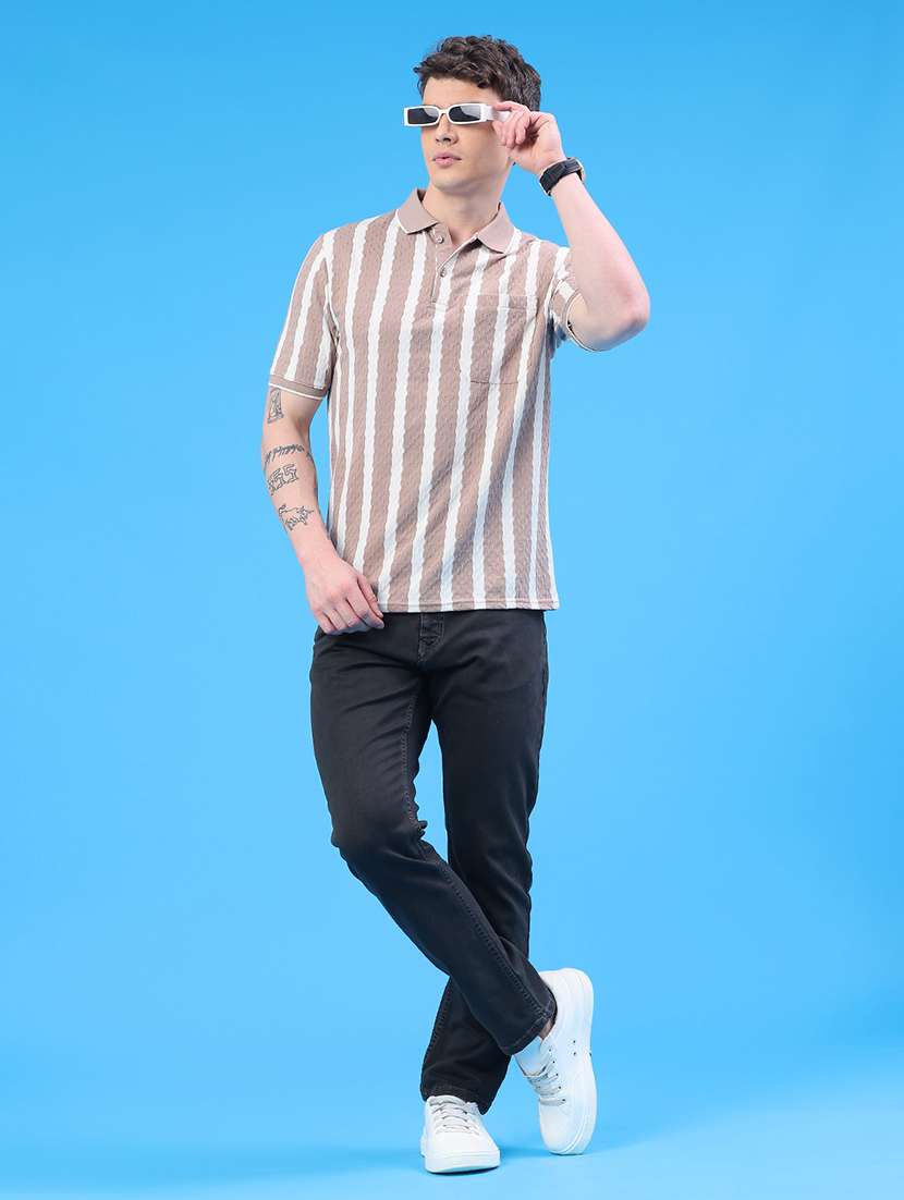 men striped short sleeve regular fit polo t-shirt - 22290349 -  Standard Image - 5