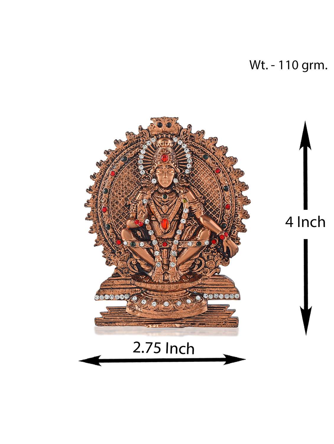 copper cz ayappa idol stand figurine show piece - 22290381 -  Standard Image - 3