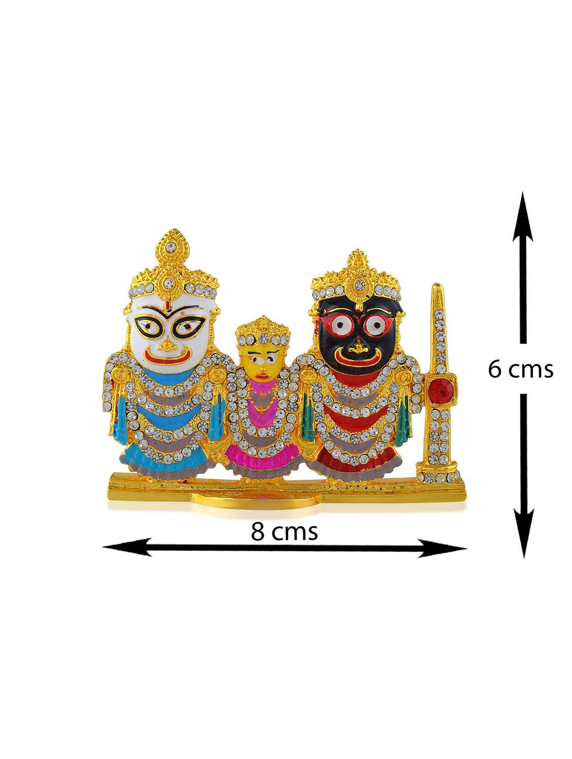 brass gold meenakari lord jagannath trinity idol murti puja home car décor - 22290383 -  Standard Image - 3