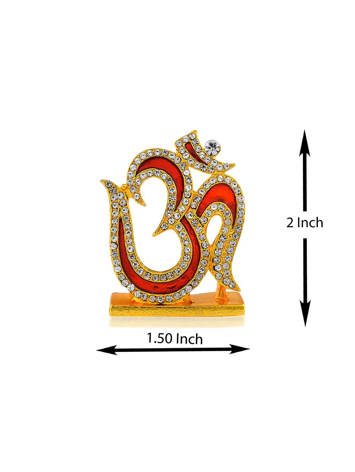 brass goldplated  cz red meenakari om stand idol fugurine showpiece - 22290386 -  Standard Image - 3