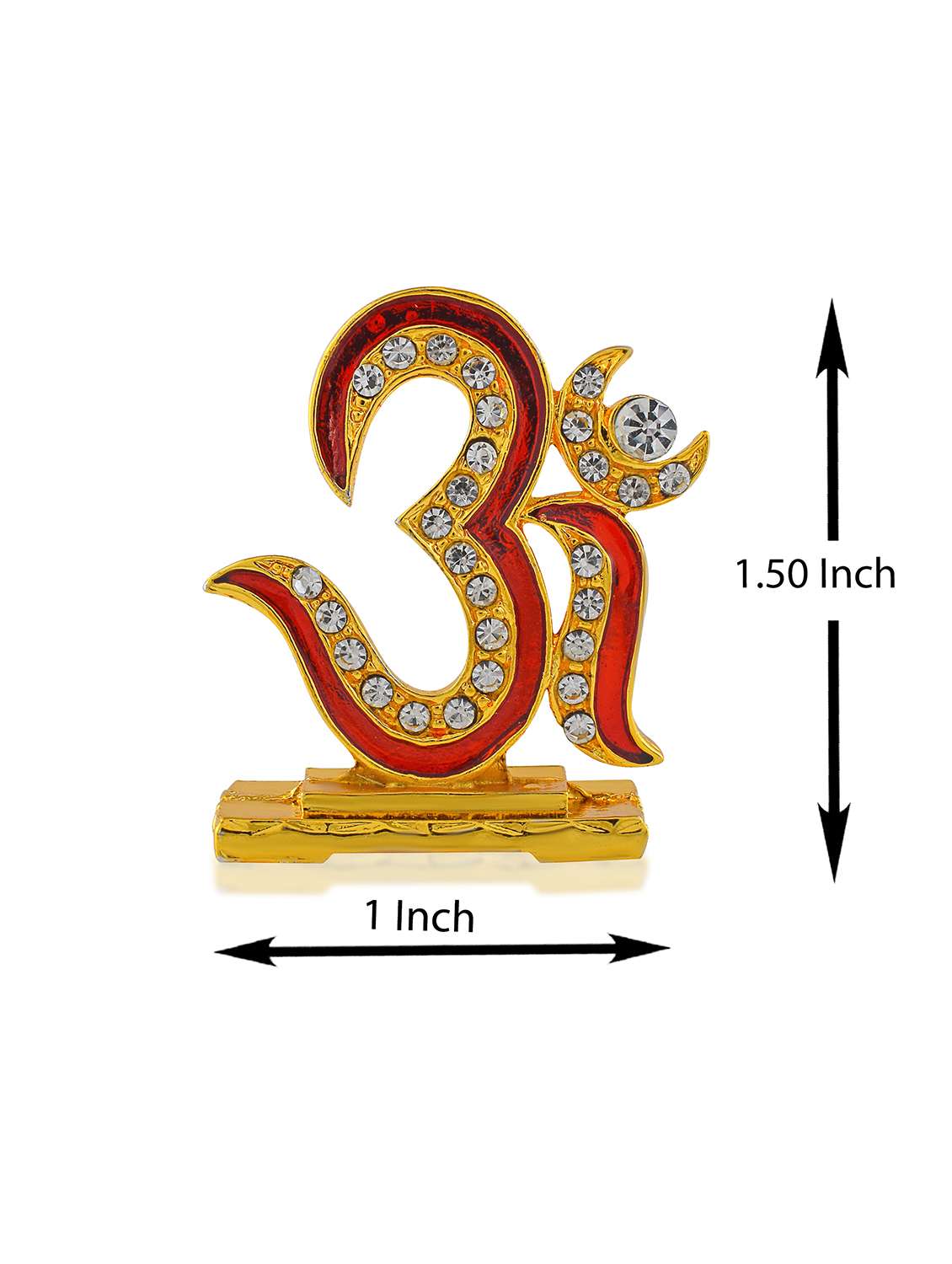 brass goldplated  cz red meenakari om stand idol fugurine showpiece - 22290387 -  Standard Image - 3