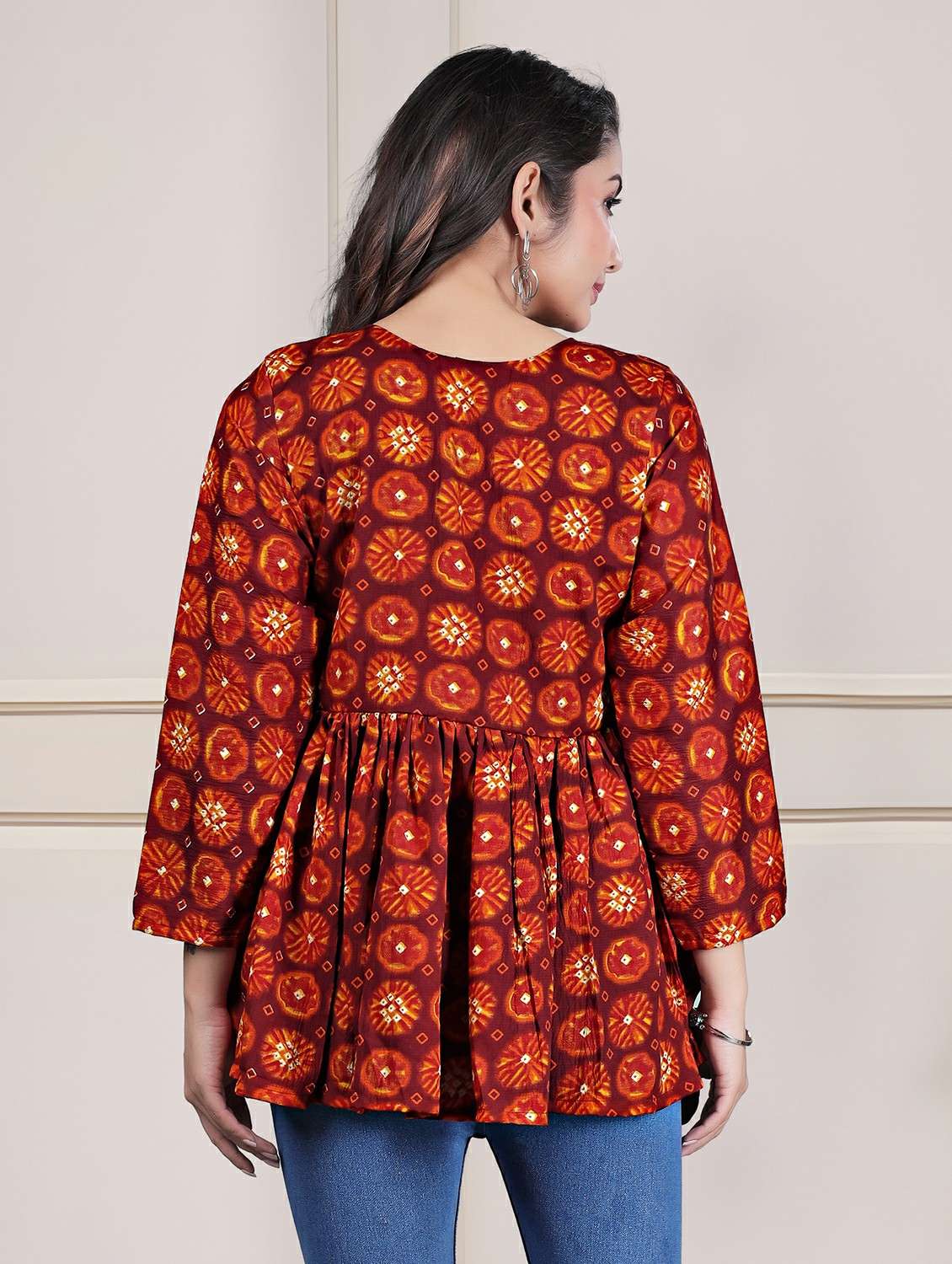 women printed long sleeve flared tunic - 22290391 -  Standard Image - 3