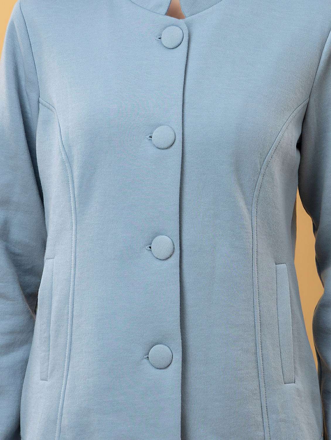 women solid long sleeve regular jacket - 22290398 -  Standard Image - 5