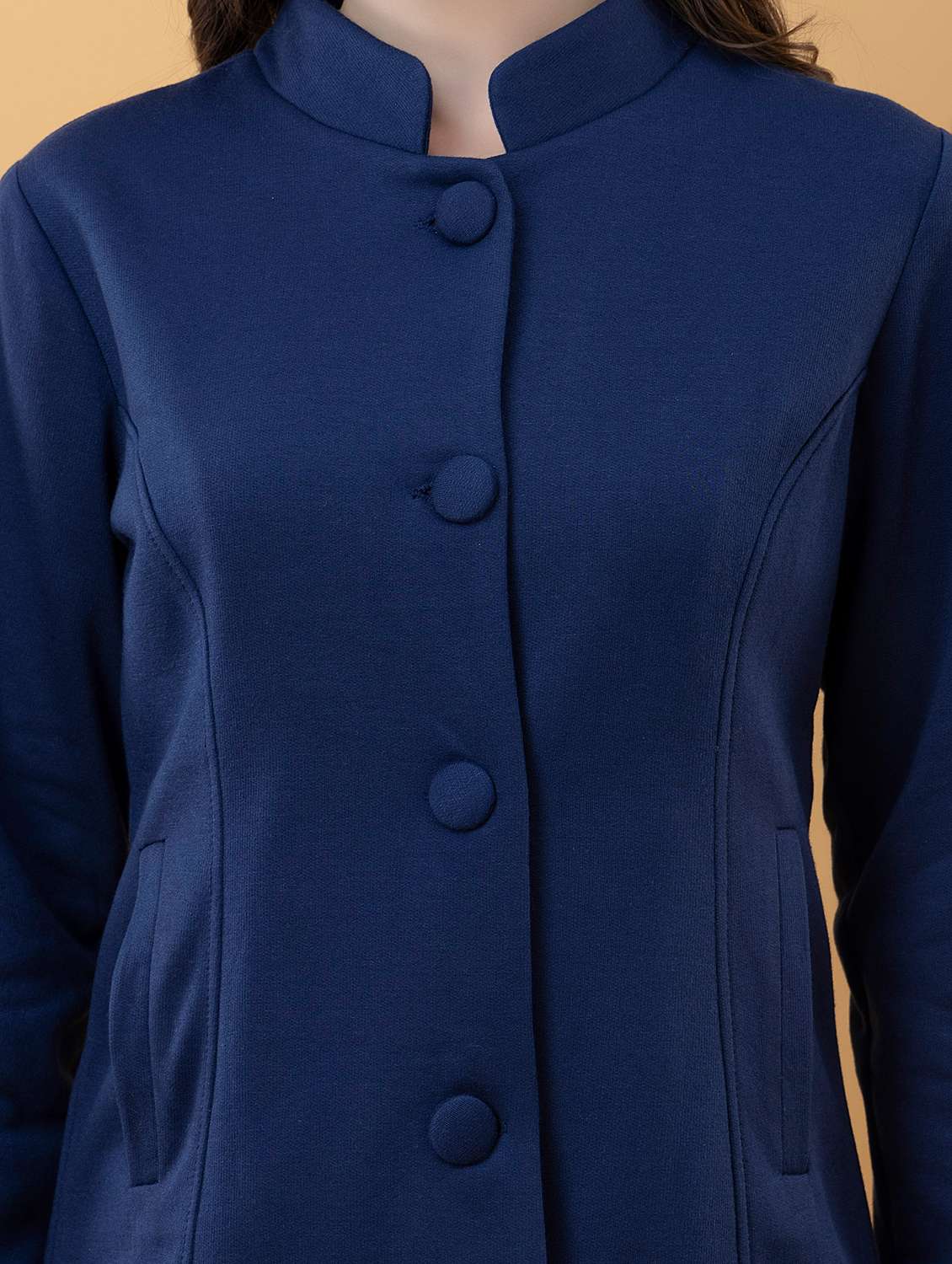 women solid long sleeve regular jacket - 22290399 -  Standard Image - 5