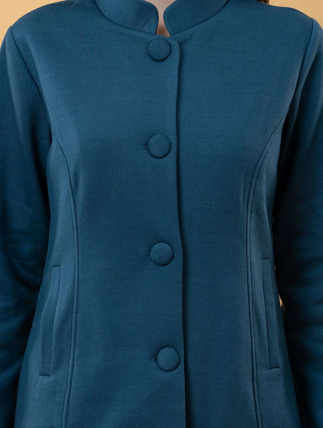 women solid long sleeve regular jacket - 22290401 -  Standard Image - 5