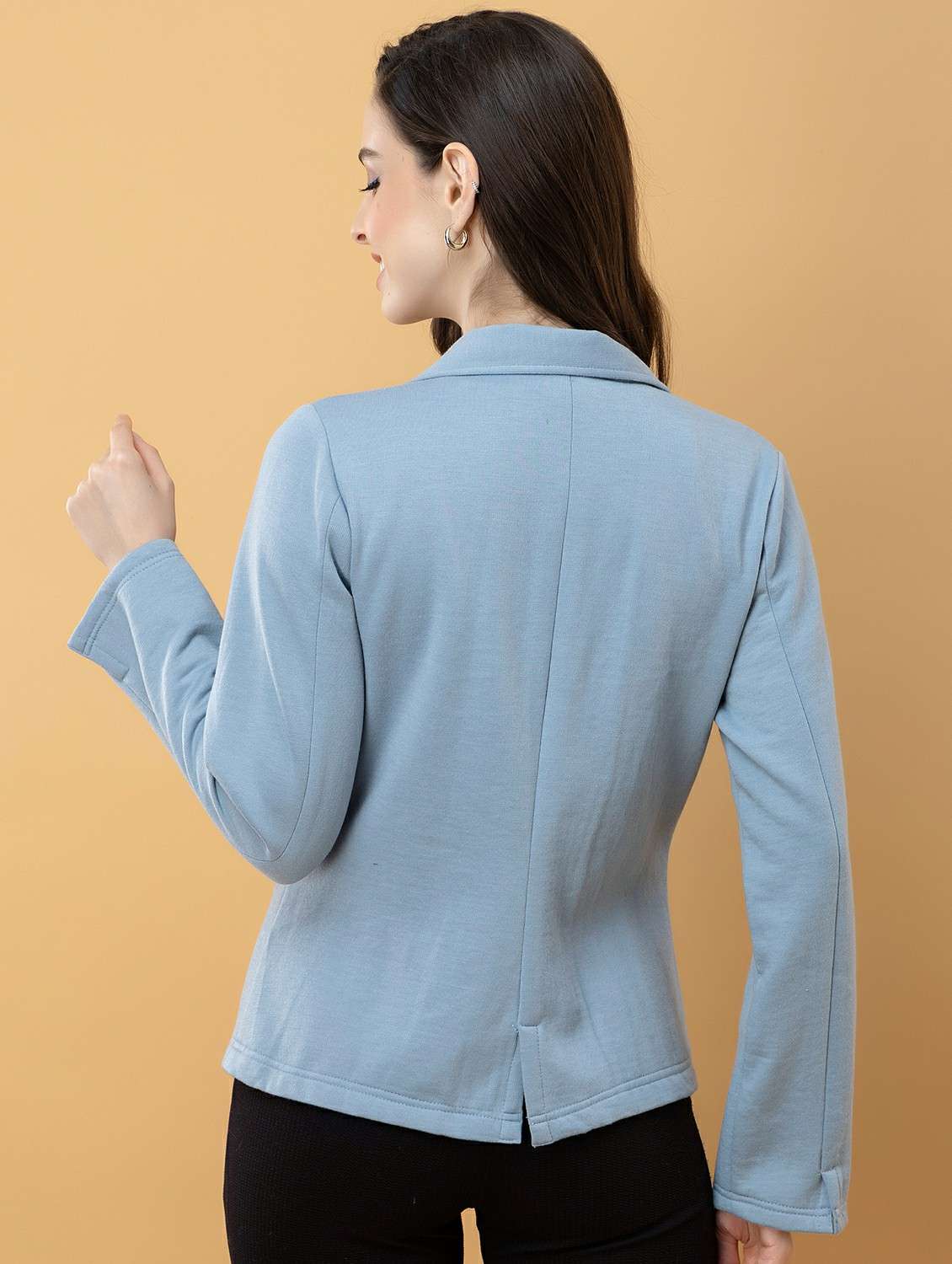 women solid long sleeve single breasted blazer - 22290402 -  Standard Image - 3