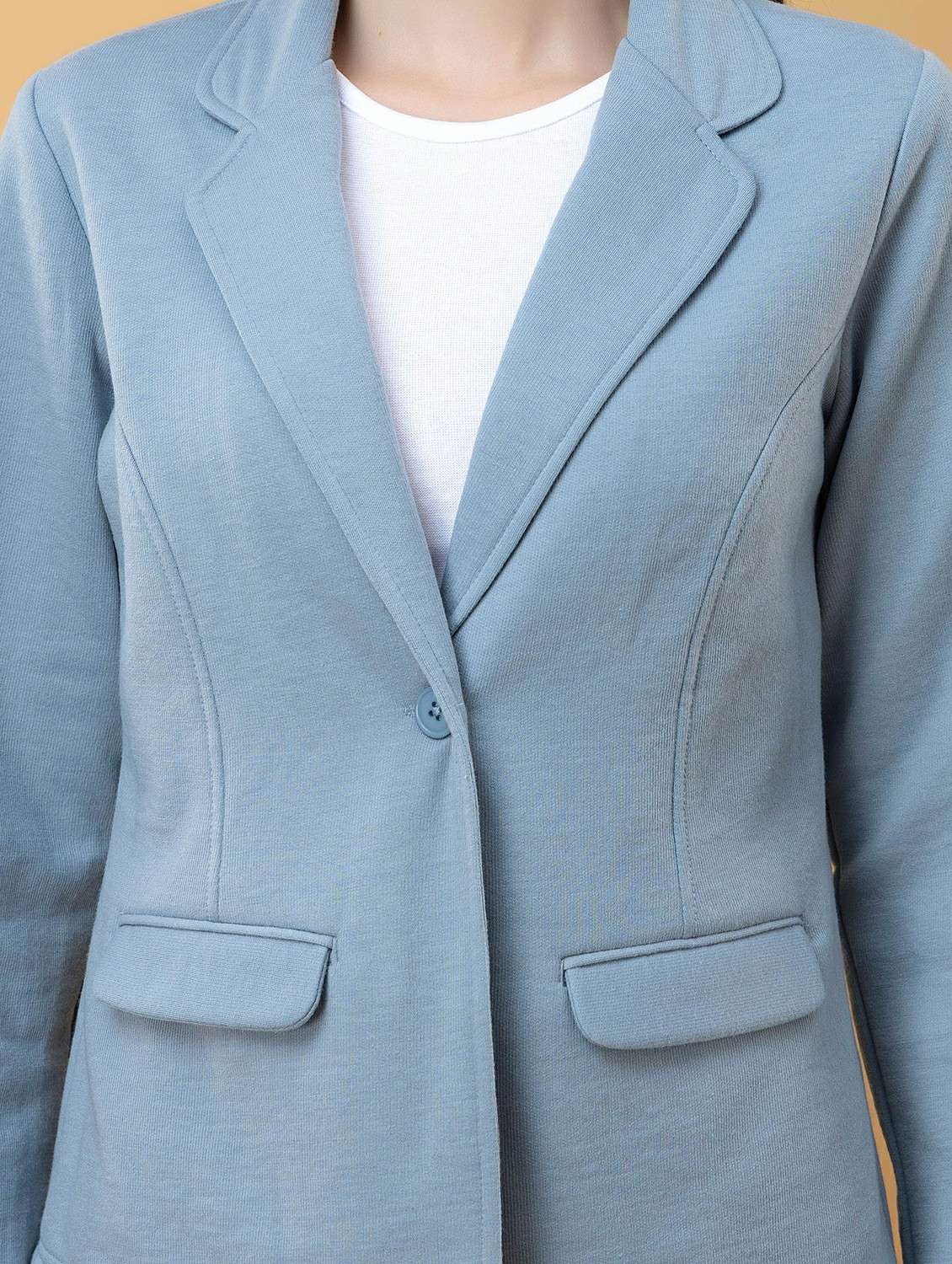 women solid long sleeve single breasted blazer - 22290402 -  Standard Image - 5