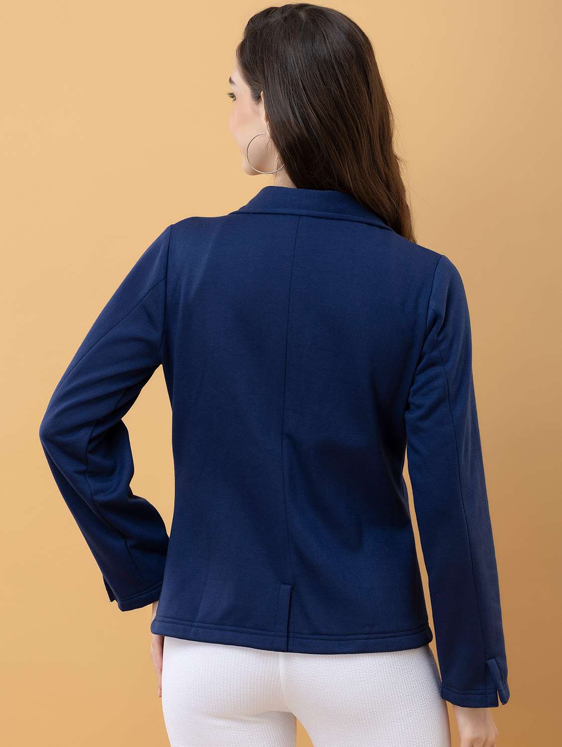 women solid long sleeve single breasted coat - 22290404 -  Standard Image - 3