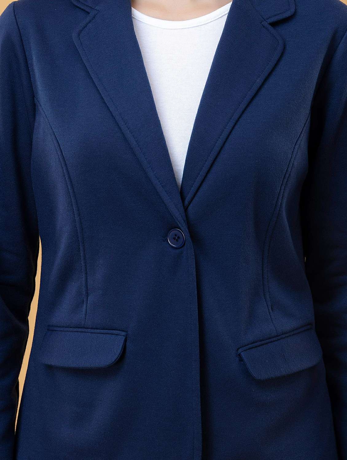 women solid long sleeve single breasted coat - 22290404 -  Standard Image - 5