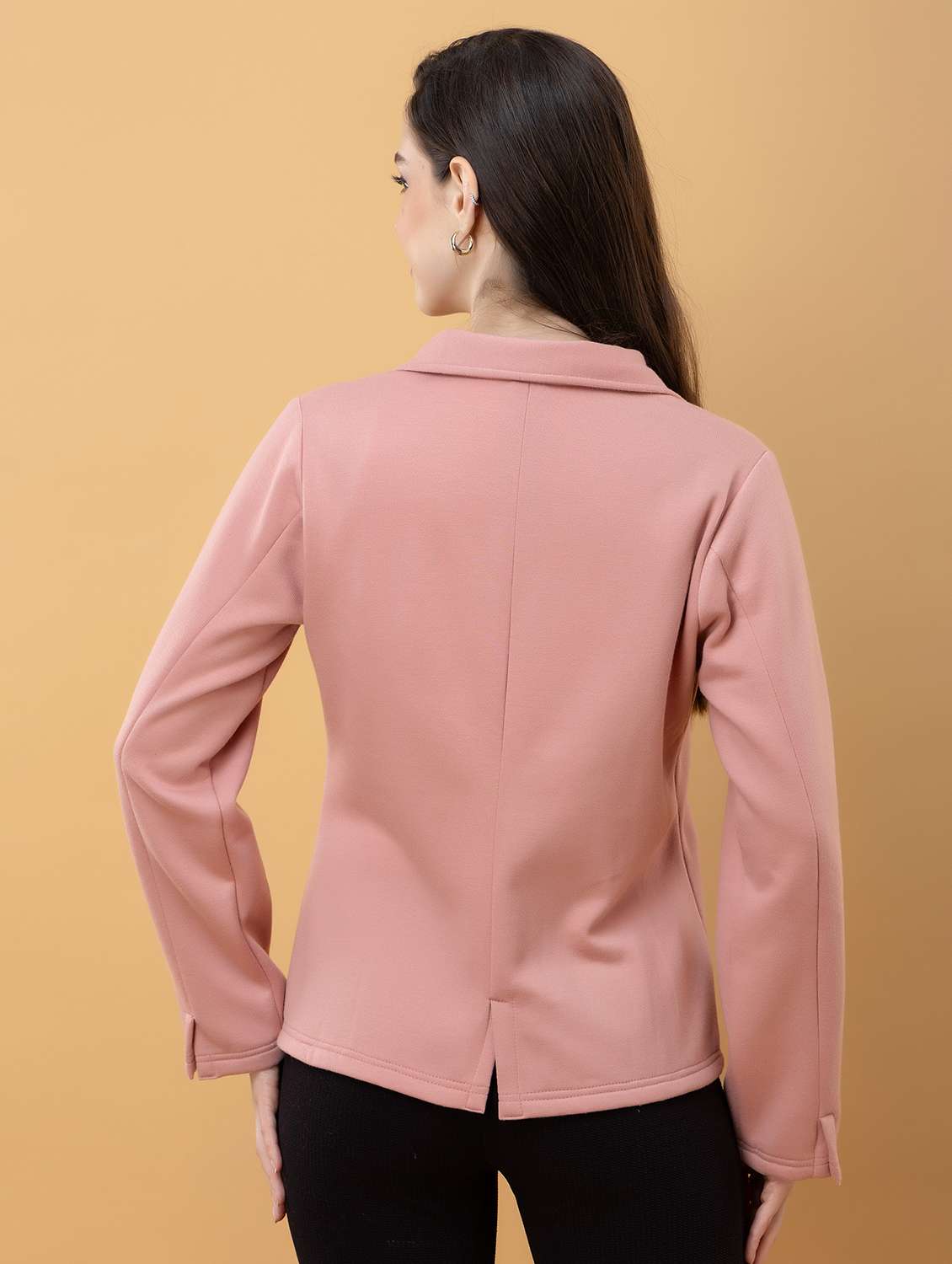 women solid long sleeve single breasted blazer - 22290405 -  Standard Image - 3