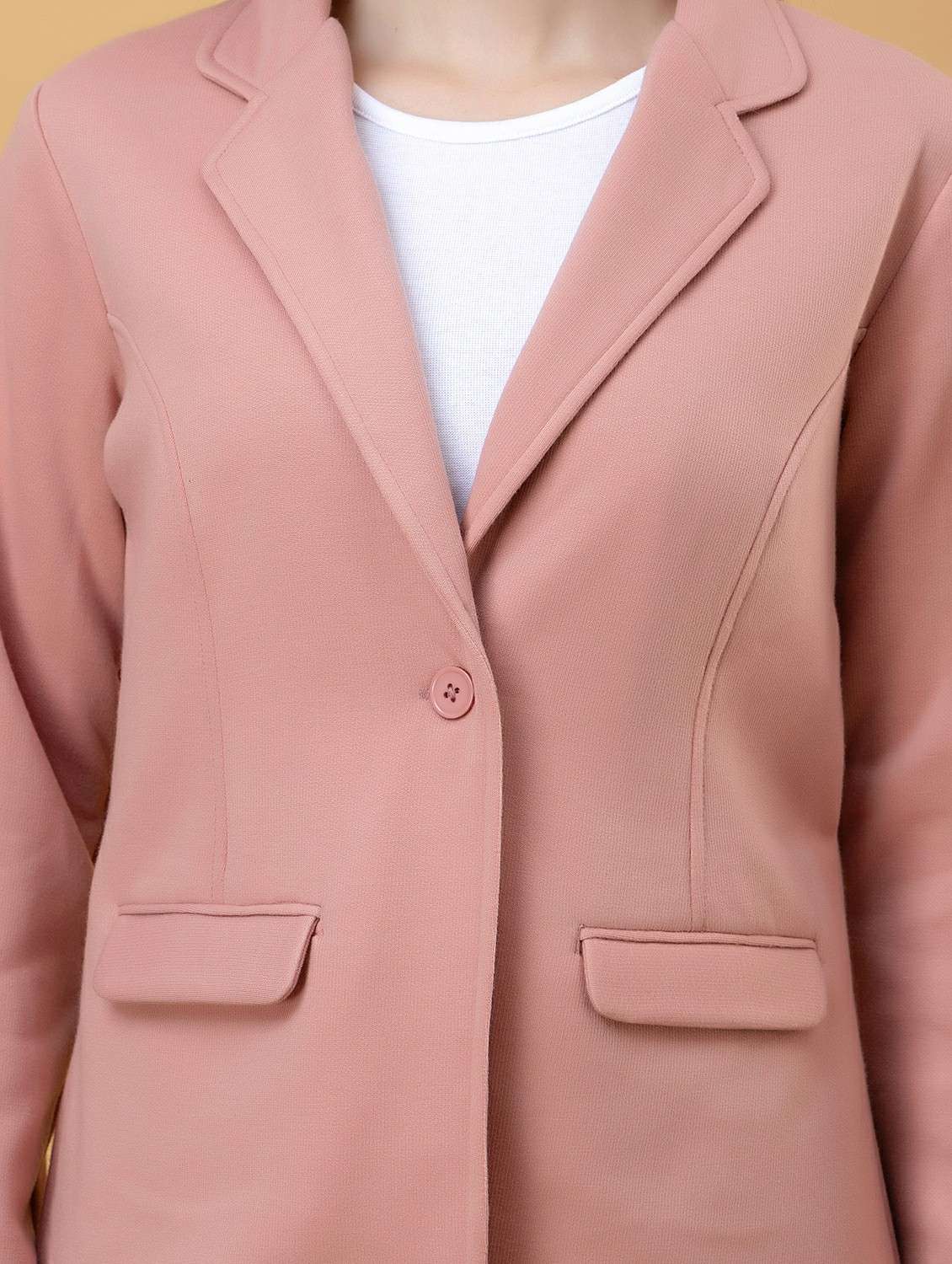 women solid long sleeve single breasted blazer - 22290405 -  Standard Image - 5