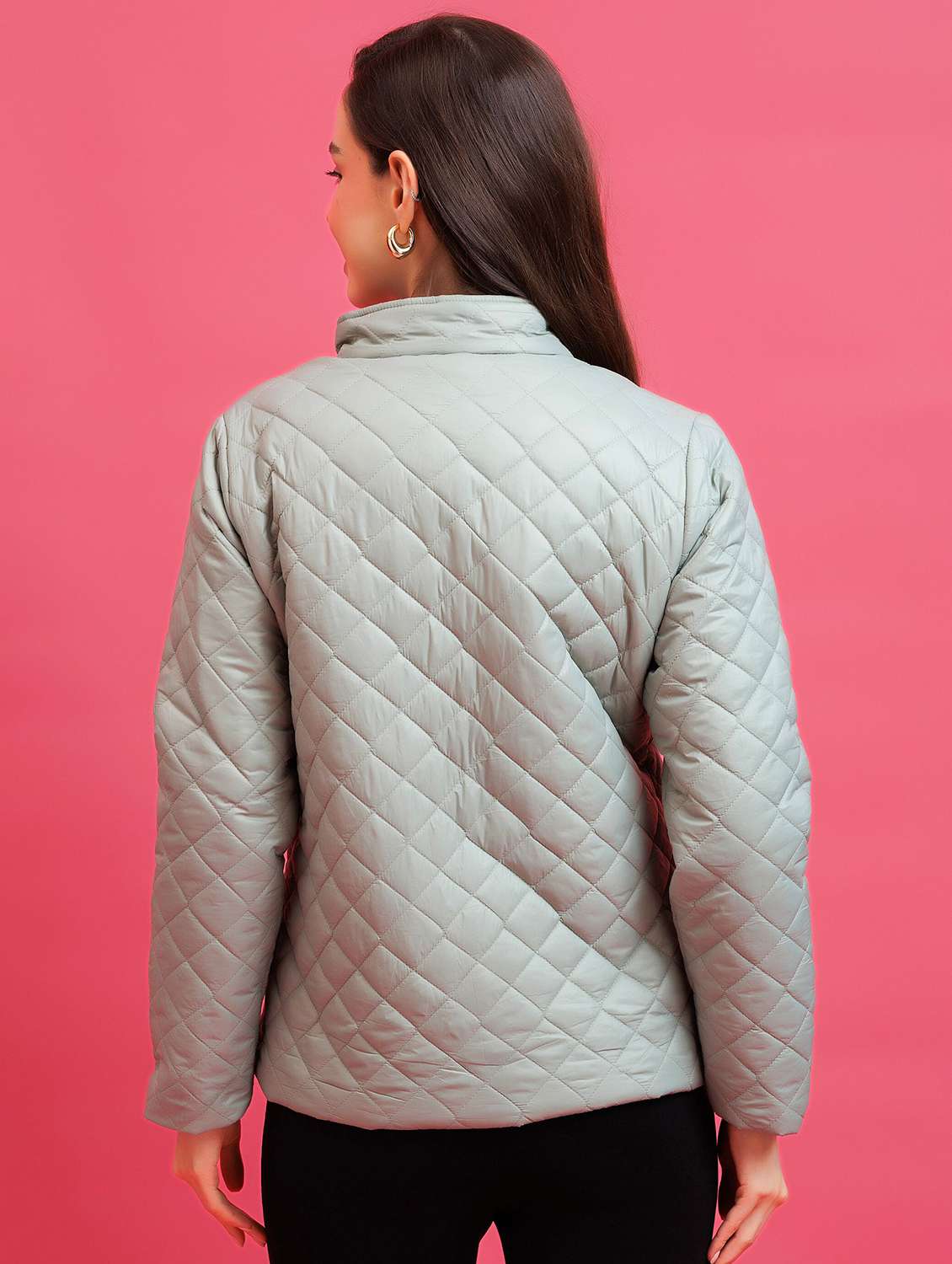 women solid long sleeve quilted jacket - 22290408 -  Standard Image - 3