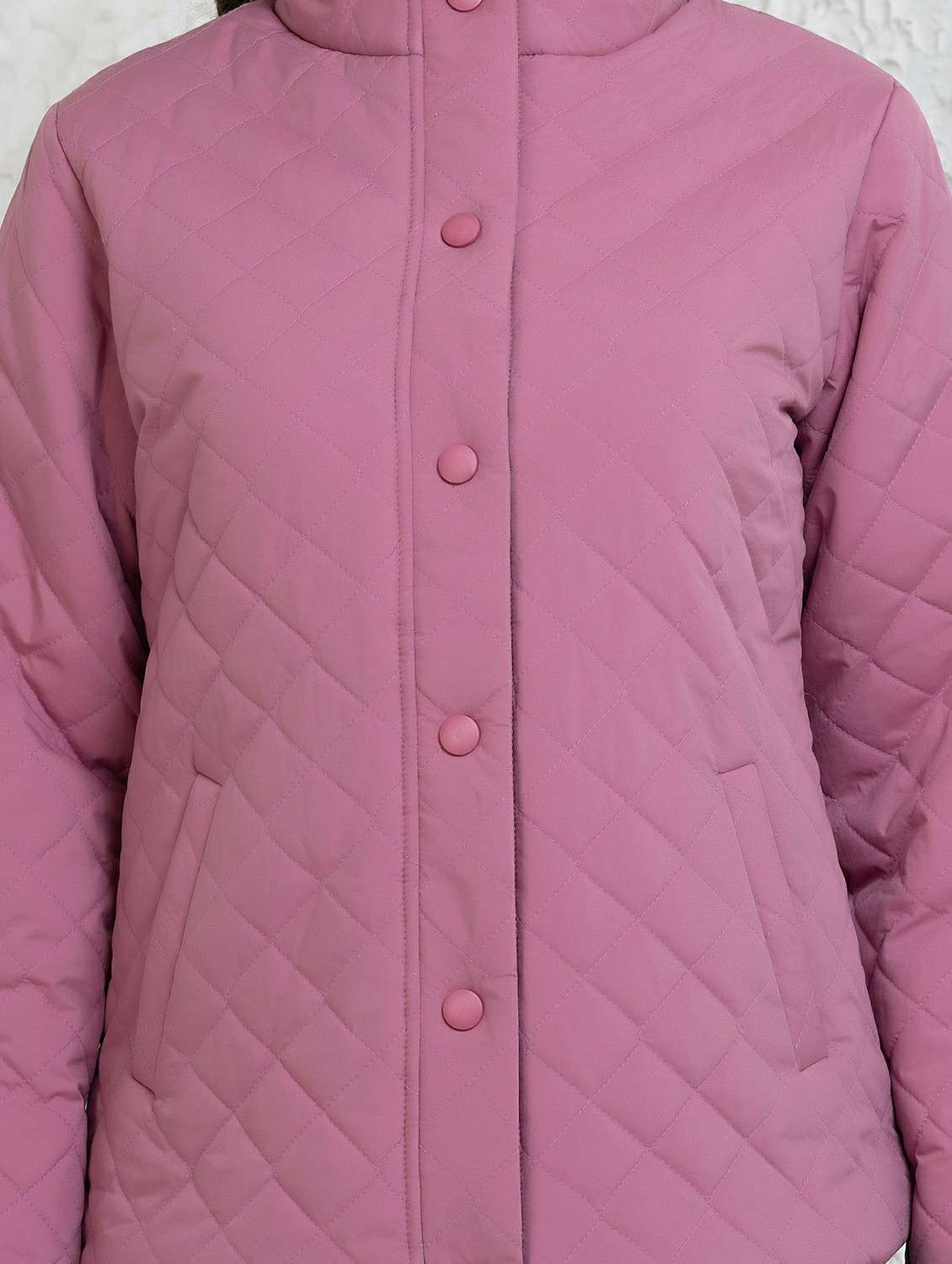women solid stand collar long sleeve quilted jacket - 22290410 -  Standard Image - 5