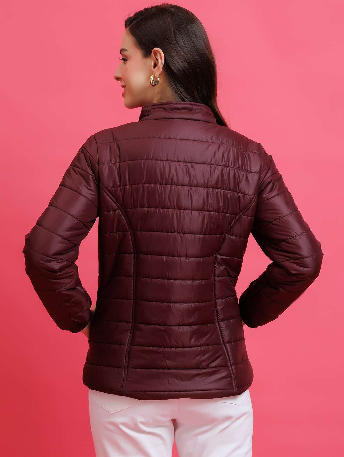 women solid long sleeve quilted jacket - 22290417 -  Standard Image - 3