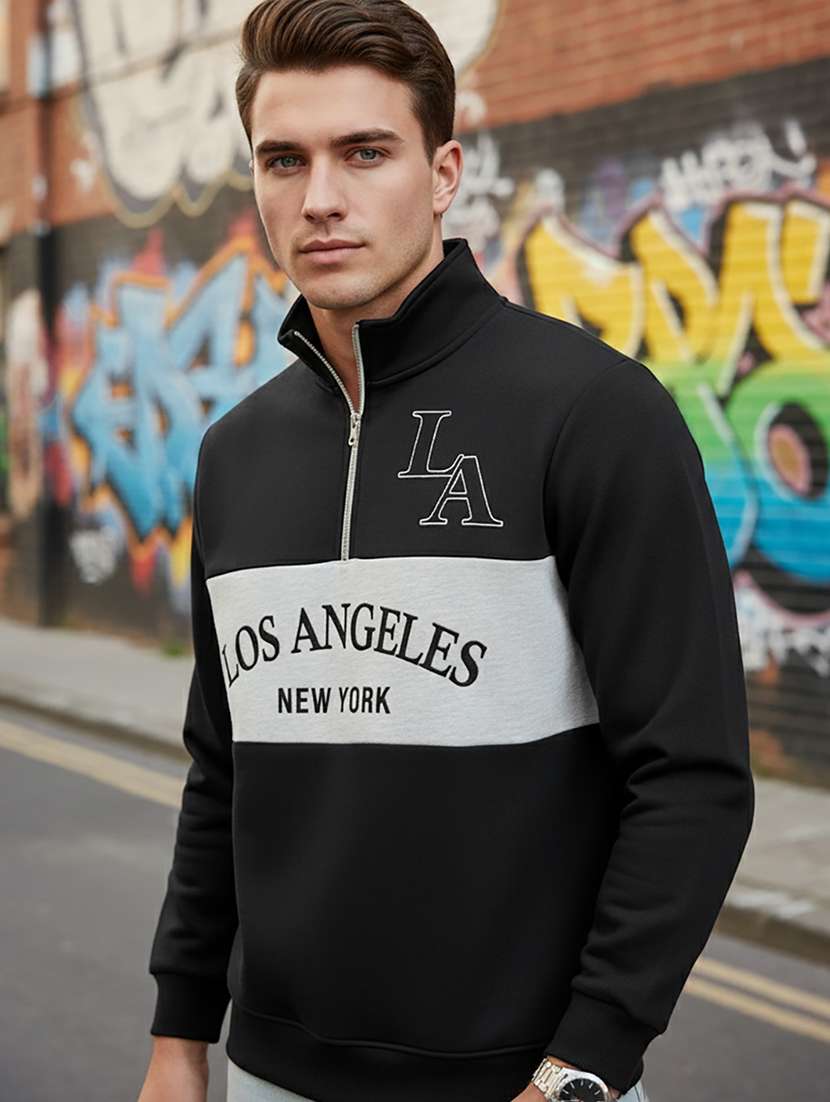 men typographic long sleeve regular fit sweatshirt