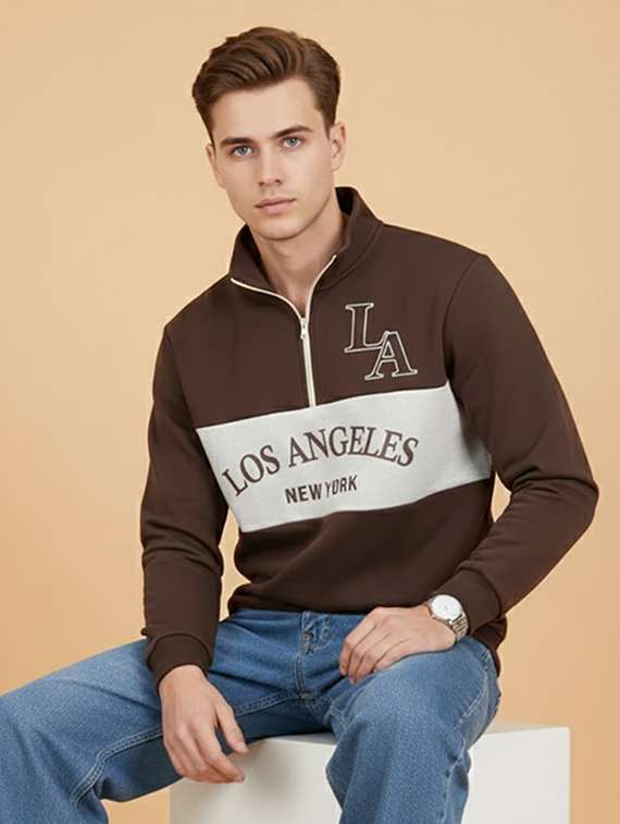 men typographic long sleeve regular fit sweatshirt