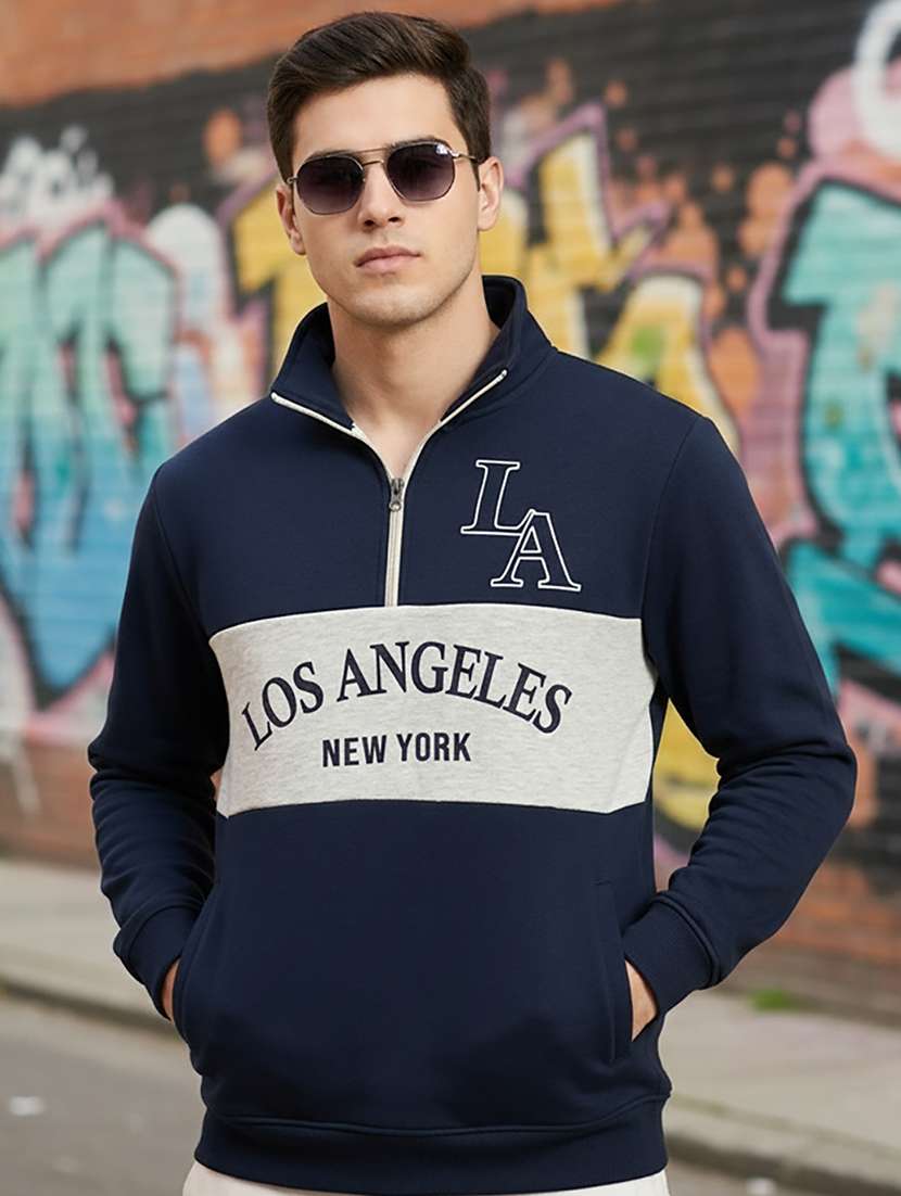 men typographic long sleeve regular fit sweatshirt