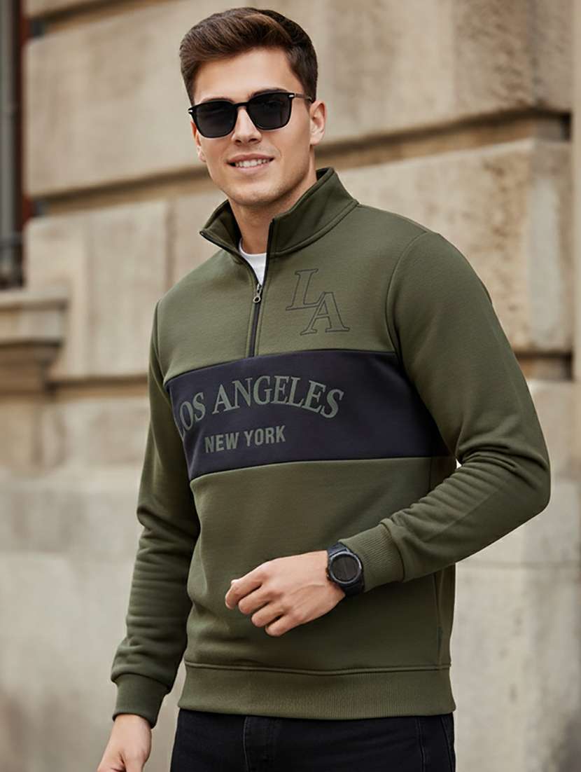 men typographic long sleeve regular fit sweatshirt
