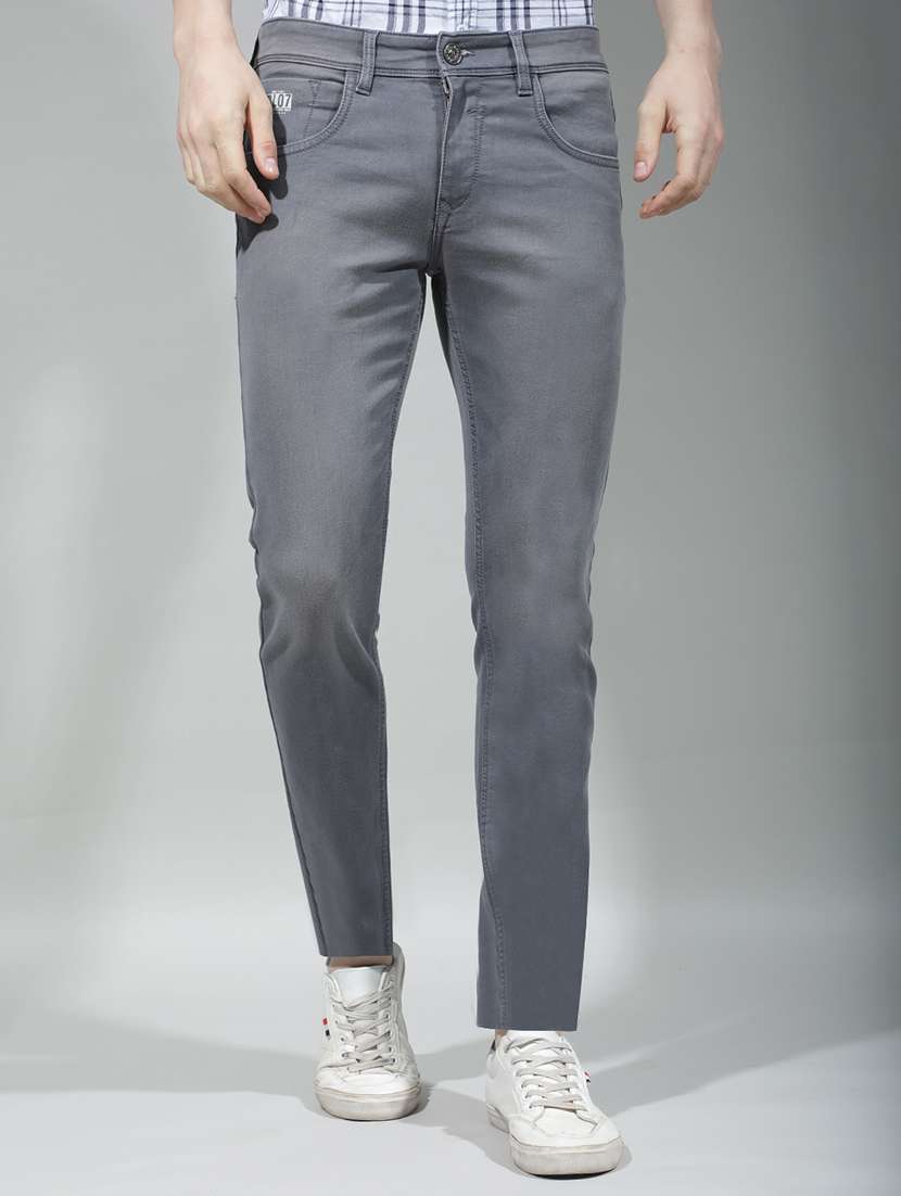 men washed mid rise full length slim fit jeans