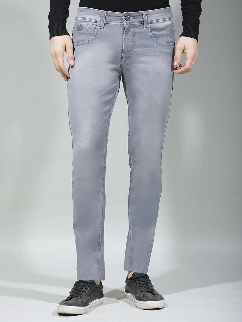 men washed mid rise full length slim fit jeans