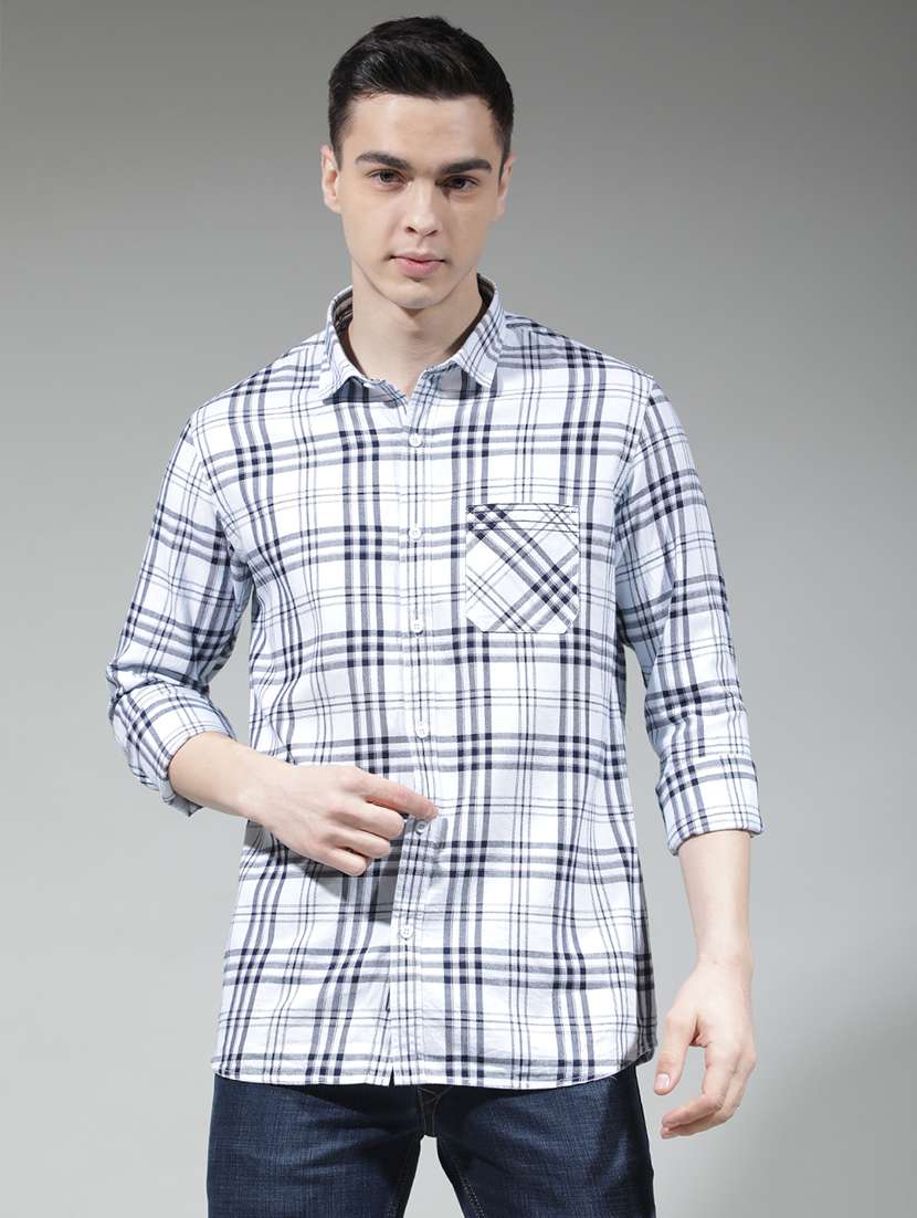 men checkered long sleeve regular fit casual shirt