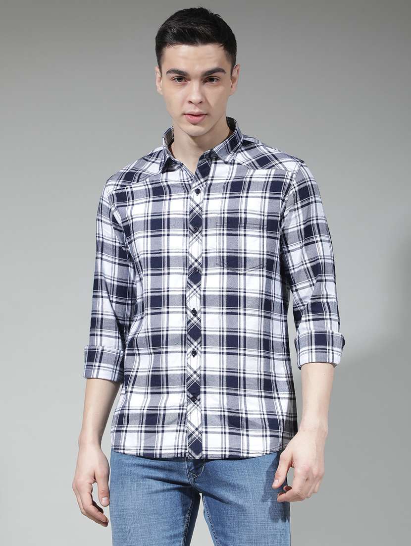 men checkered long sleeve regular fit casual shirt