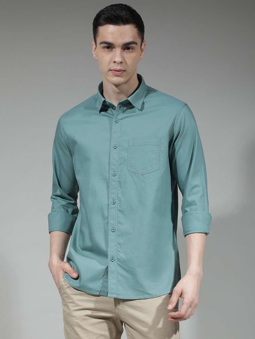 men solid long sleeve regualr fit casual shirt
