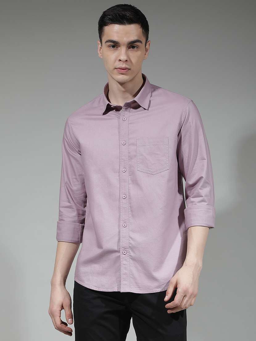 men solid long sleeve regualr fit casual shirt