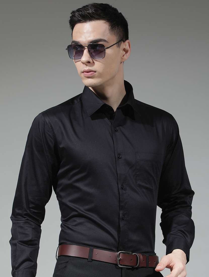 men solid long sleeve slim fit formal shirt