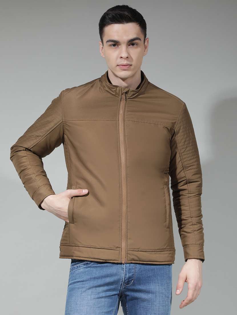 men solid long sleeve insulator bomber jacket