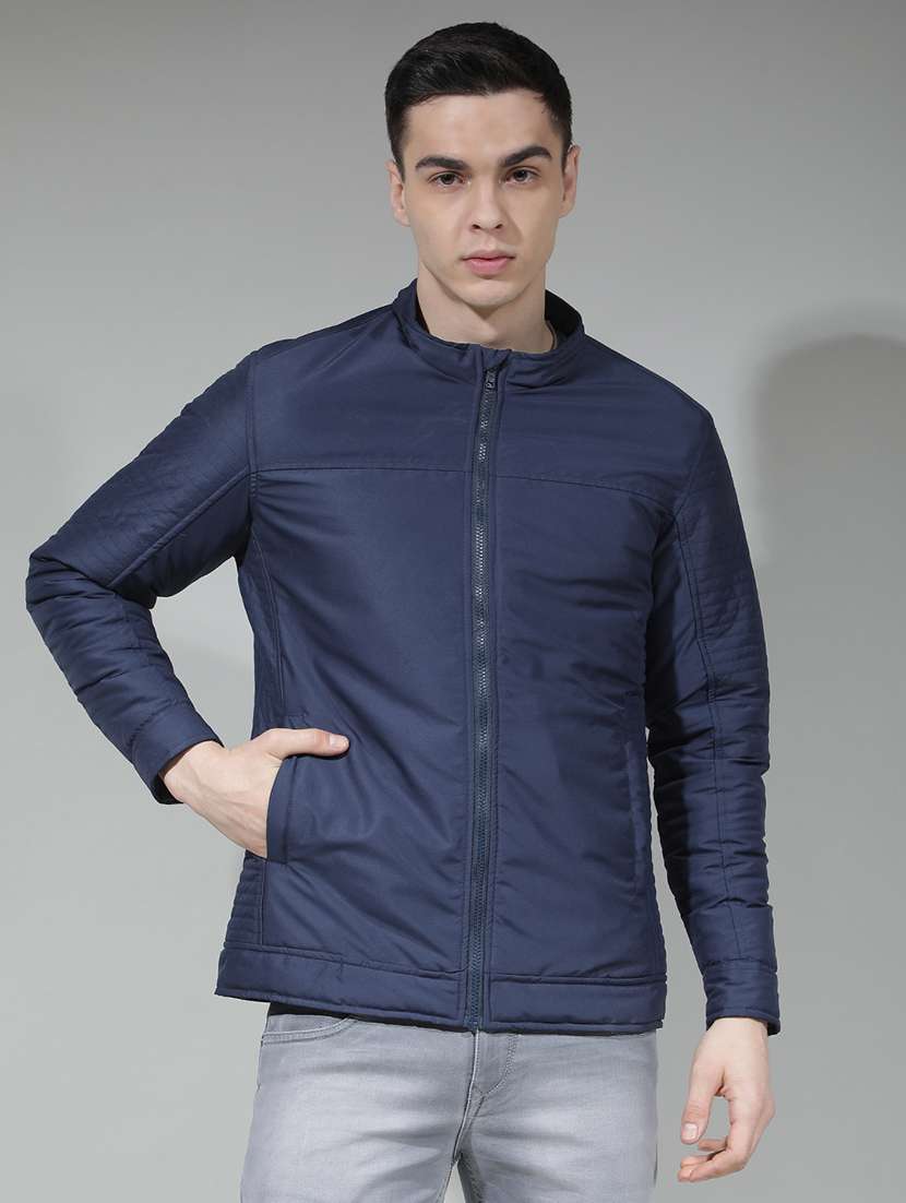 men solid long sleeve insulator bomber jacket