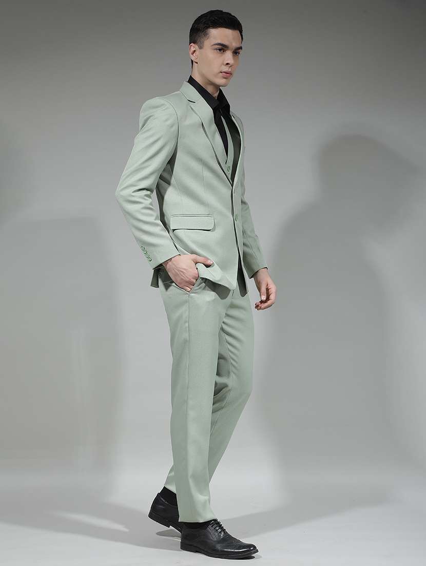 men solid lapel collar 3-piece suit set - 22290481 -  Standard Image - 3