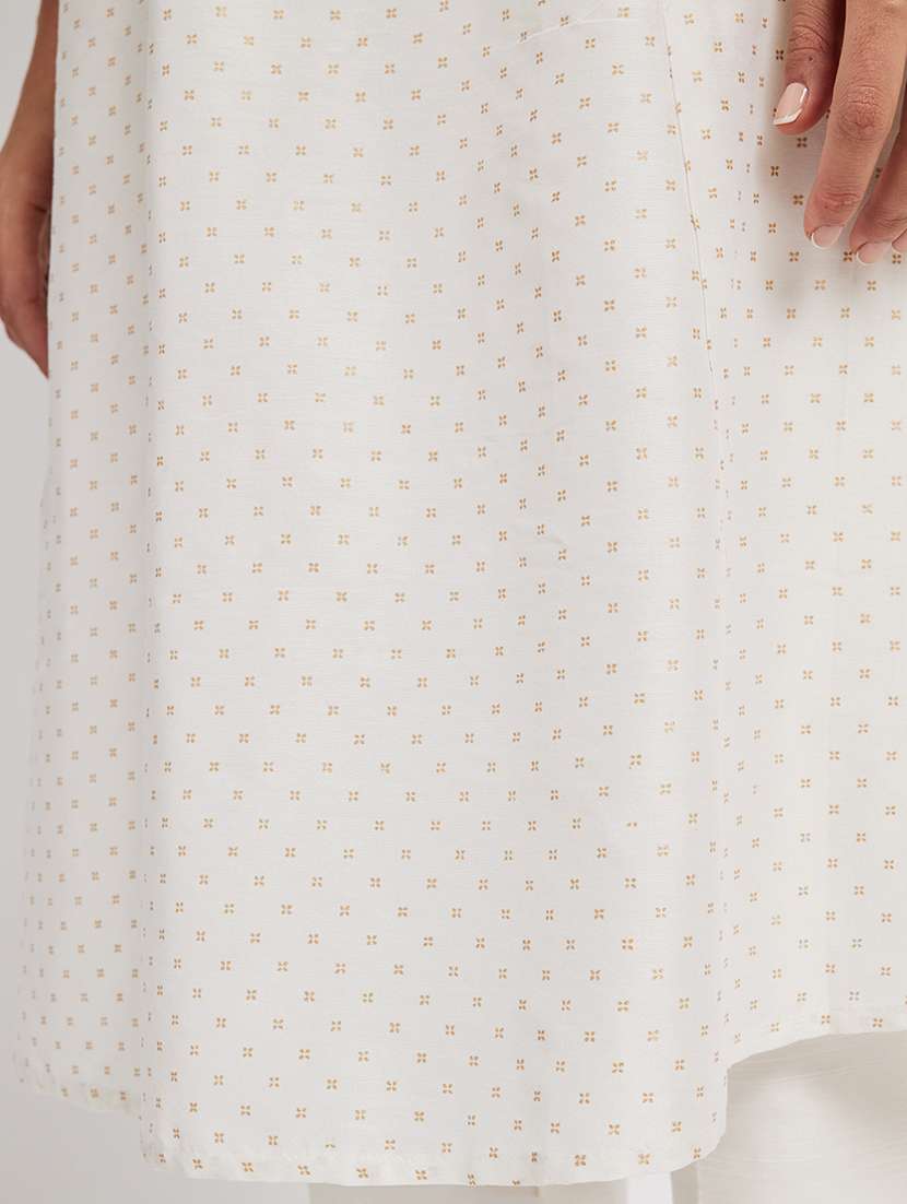 women printed three quarter sleeve a-line kurta - 22290495 -  Standard Image - 5