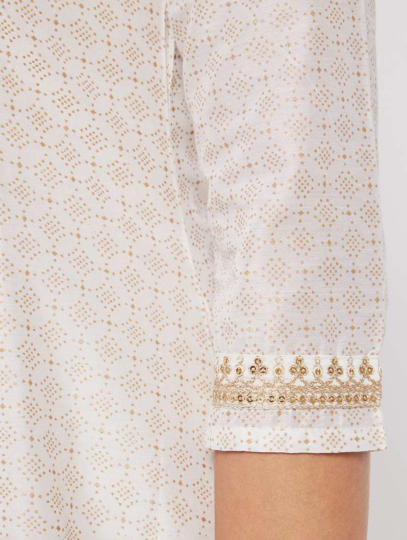 women printed three quarter sleeve a-line kurta - 22290496 -  Standard Image - 5