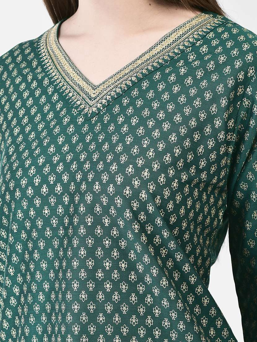 women printed three quarter sleeve straight kurta - 22290503 -  Standard Image - 5